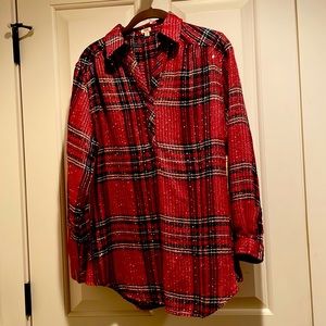 Reba Holiday Luxe Red Plaid Long Sleeve Shirt